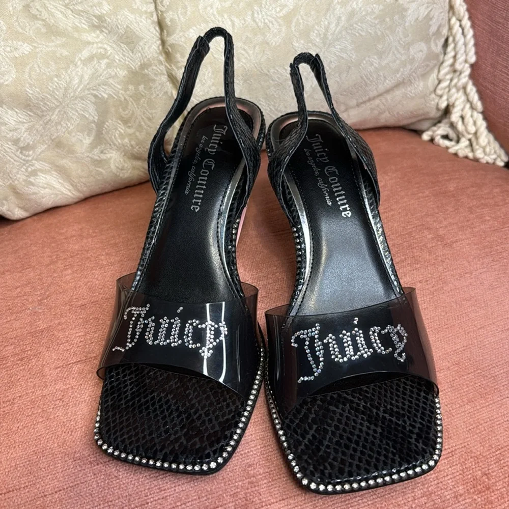 Juicy Couture Greysi Black Slingback heels Featuring with Rhinestones, size 8 - Picture 3 of 8